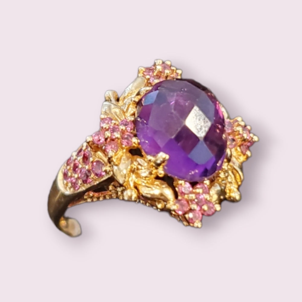 14k Yellow Gold MEDA Amethyst Vintage Ring Size 8