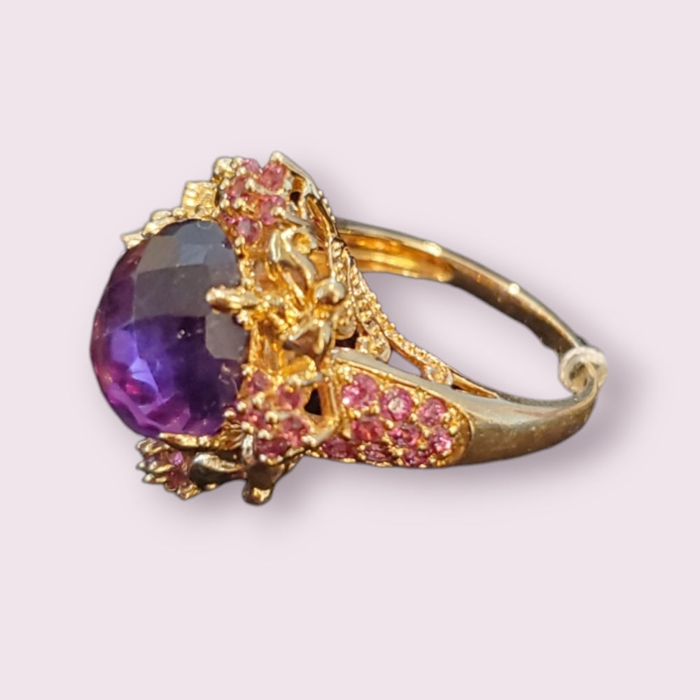 14k Yellow Gold MEDA Amethyst Vintage Ring Size 8