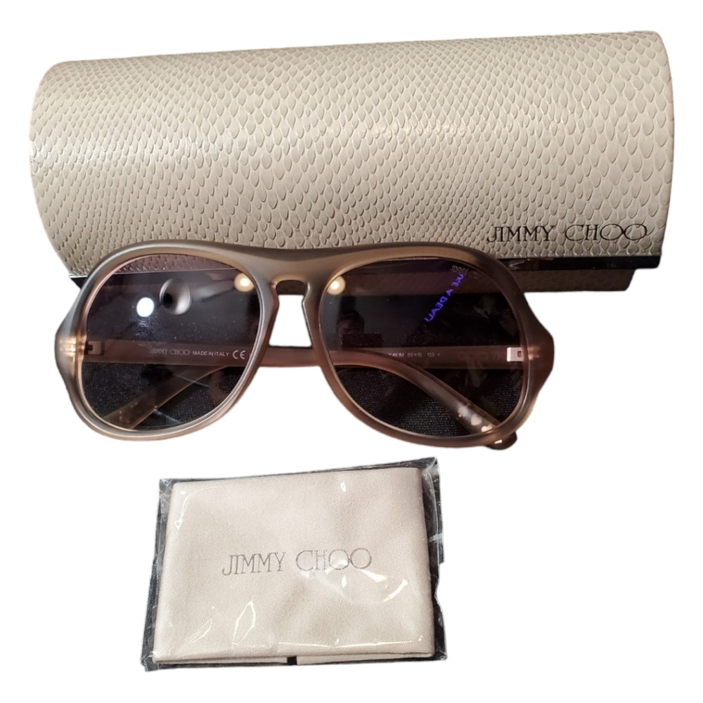 New Jimmy Choo Biker Matte Nude Beige Suits Cards Pilot Sunglasses