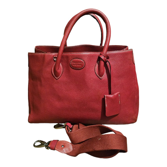 Red Italian Suarez New York Handbag with Crossbody Strap