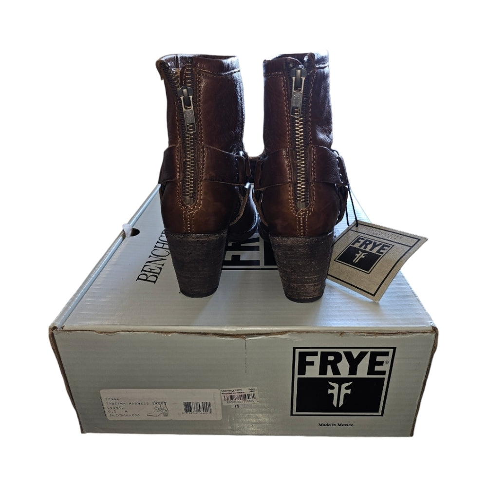 Frye Tabitha Harness Short Boots Cognac Size 6.5