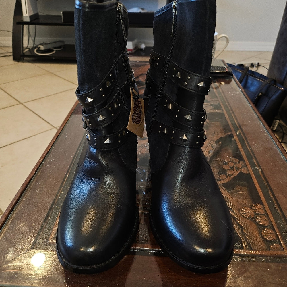 Harley Davidson Abbey Motorcycle Heeled Boots Size 11